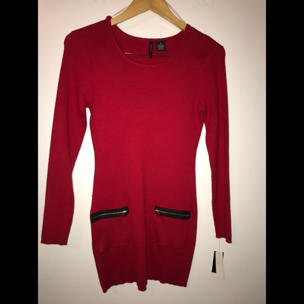 New Directions red tunic sweater dress